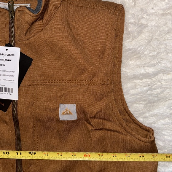 Men's Loose Fit Workwear Vest Fleece-Lined Durability Waterproof Mock-Neck Vest - Picture 8 of 16